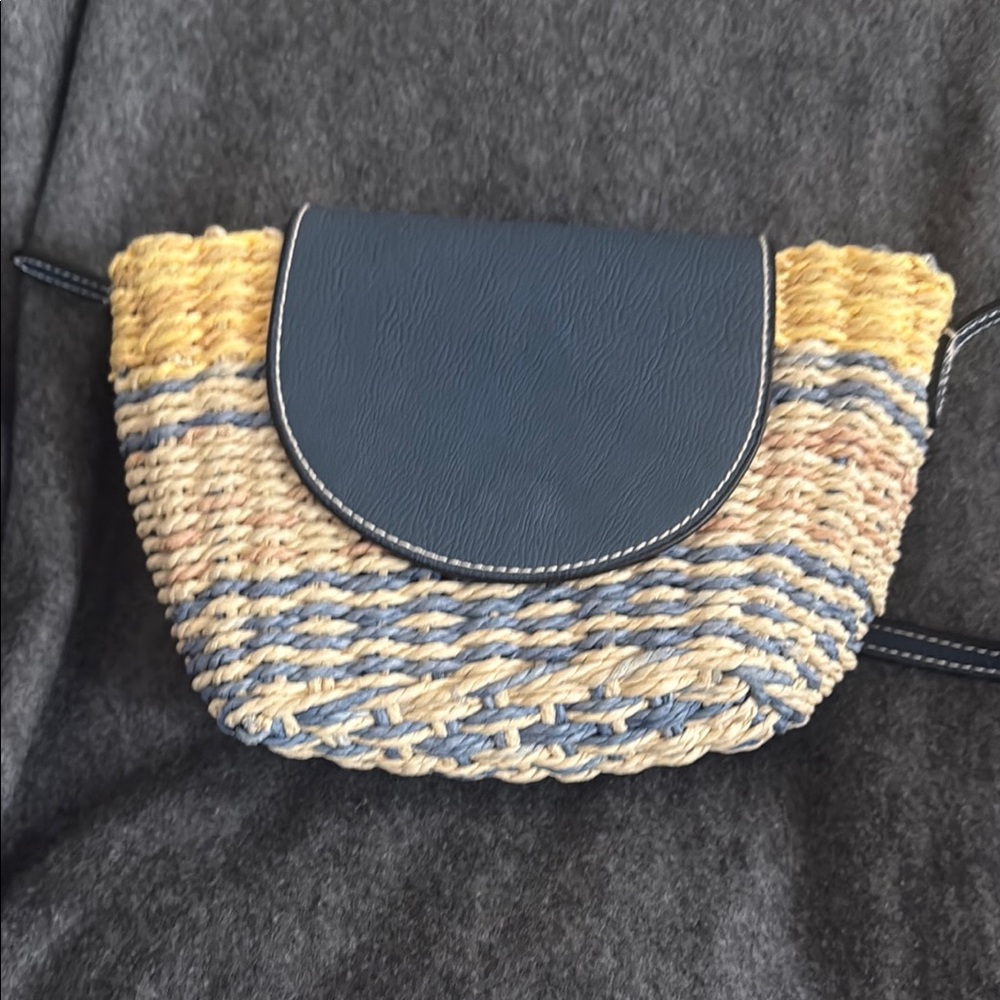 Stylish Blue and Yellow Woven Women's Bag